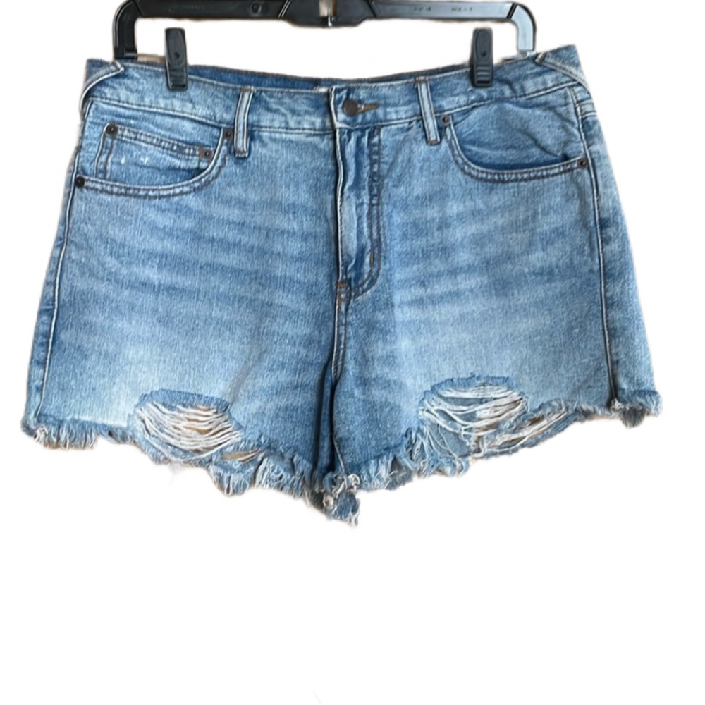 Free People Light Blue Distressed Denim Jean Shorts